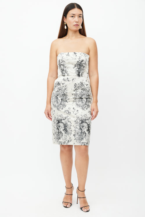 Jean Paul Gaultier Cream & Multicolour Cherub Print Silk Dress