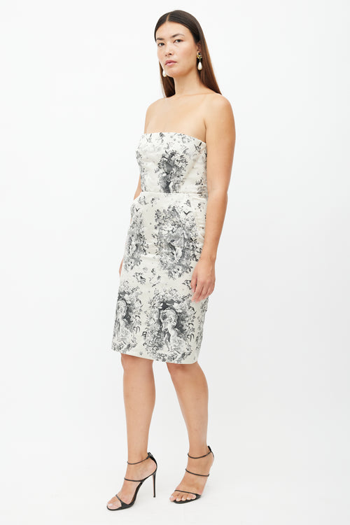 Jean Paul Gaultier Cream & Multicolour Cherub Print Silk Dress