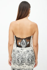 Jean Paul Gaultier Cream & Multicolour Cherub Print Silk Dress
