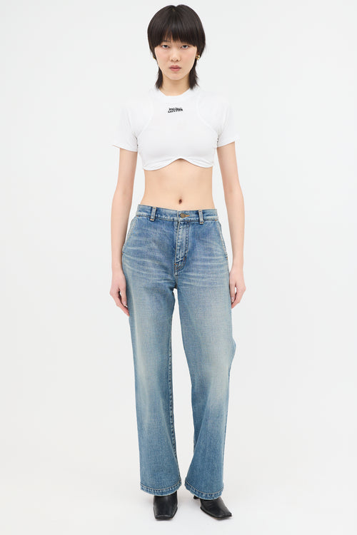 Jean Paul Gaultier Embroidered Logo Cropped T-Shirt