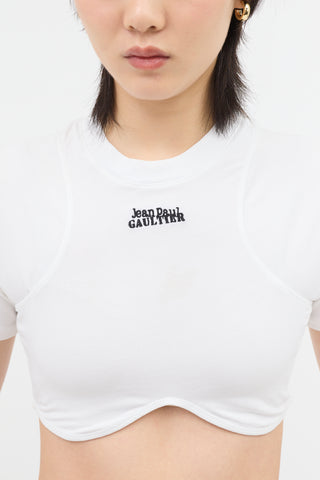 Jean Paul Gaultier Embroidered Logo Cropped T-Shirt