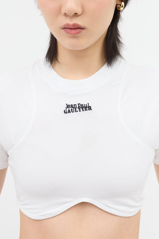 Jean Paul Gaultier Embroidered Logo Cropped T-Shirt