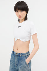 Jean Paul Gaultier Embroidered Logo Cropped T-Shirt