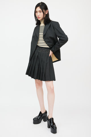 Jean Paul Gaultier Femme Black Pinstripe Skirt Suit