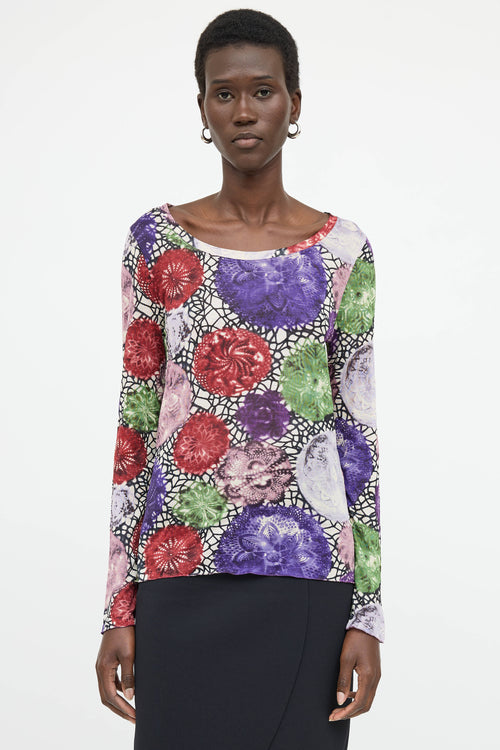 Jean Paul Gaultier Floral Mesh Top