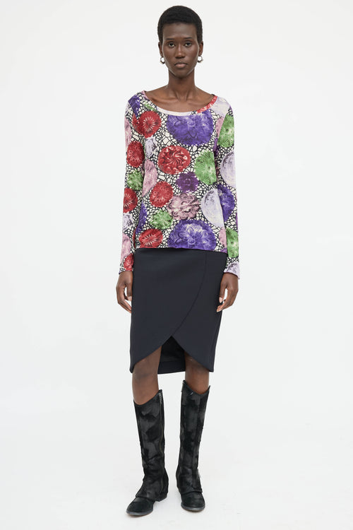 Jean Paul Gaultier Floral Mesh Top