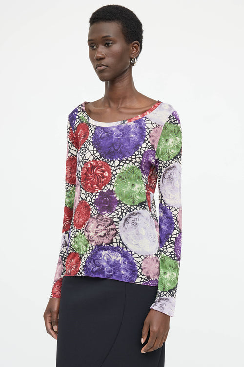Jean Paul Gaultier Floral Mesh Top