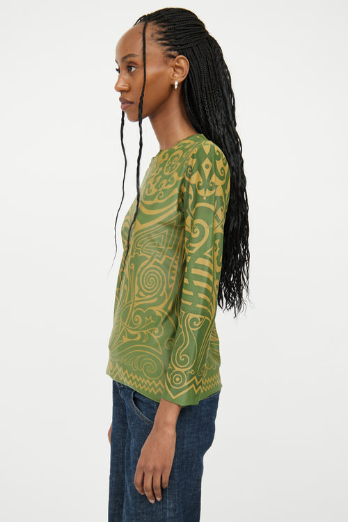 Jean Paul Gaultier Green Patterned Fitted Top
