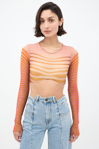 Jean Paul Gaultier Orange & Multi Mesh The Body Morphing Crop Top