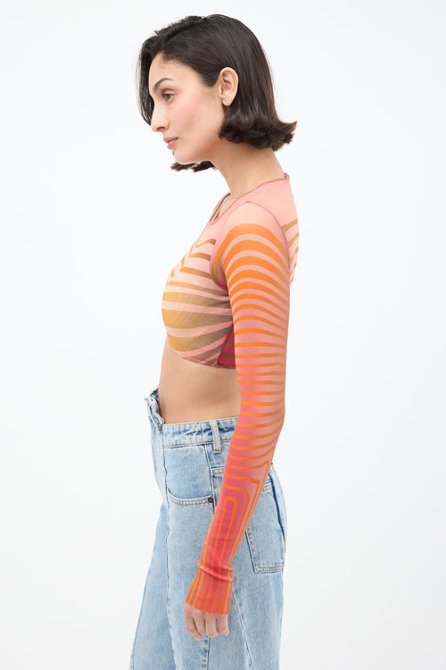 Jean Paul Gaultier Orange & Multi Mesh The Body Morphing Crop Top