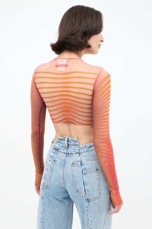 Jean Paul Gaultier Orange & Multi Mesh The Body Morphing Crop Top