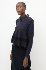 Jean Paul Gaultier Purple & Black Crochet Trim Peplum Sweater