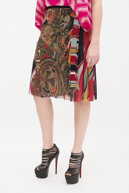 Jean Paul Gaultier Femme Red & Multi Paisley Skirt