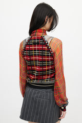 Jean Paul Gaultier Red & Multicolour Plaid Knit Scarf Top