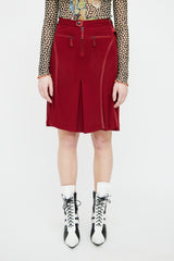 Jean Paul Gaultier Red Mesh & Leather Buckle Skirt
