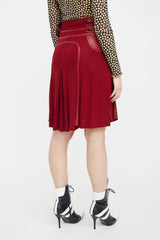Jean Paul Gaultier Red Mesh & Leather Buckle Skirt
