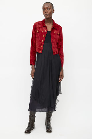 Jean Paul Gaultier Red Velvet Cropped Jacket