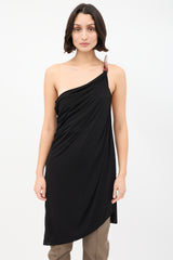Jean Paul Gaultier SS 2000 Black Asymmetrical Draped Leather Strap Top