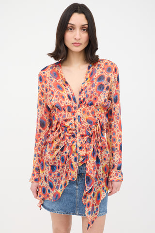 Jean Paul Gaultier Spring 2004 Silk Printed Blouse
