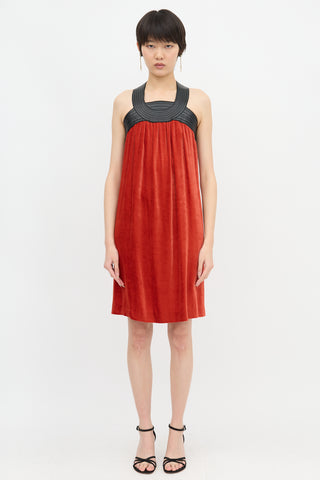 Jean Paul Gaultier Velvet & Leather Yoke Dress