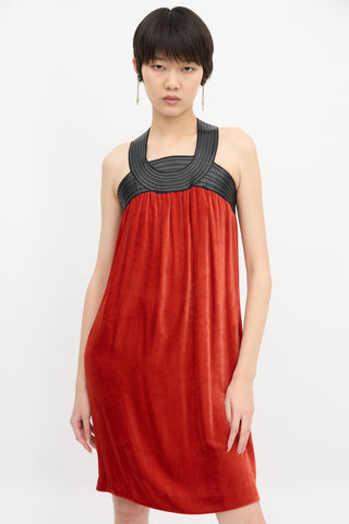 Jean Paul Gaultier Velvet & Leather Yoke Dress