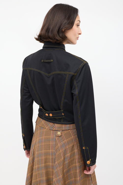 Jean Paul Gaultier Vintage Black Contrast Stitch Cropped Jacket