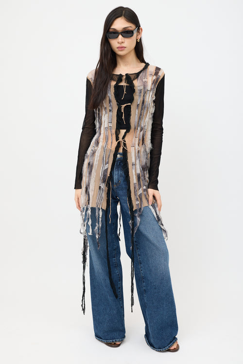 Jean Paul Gaultier Vintage Mesh Fringe Top