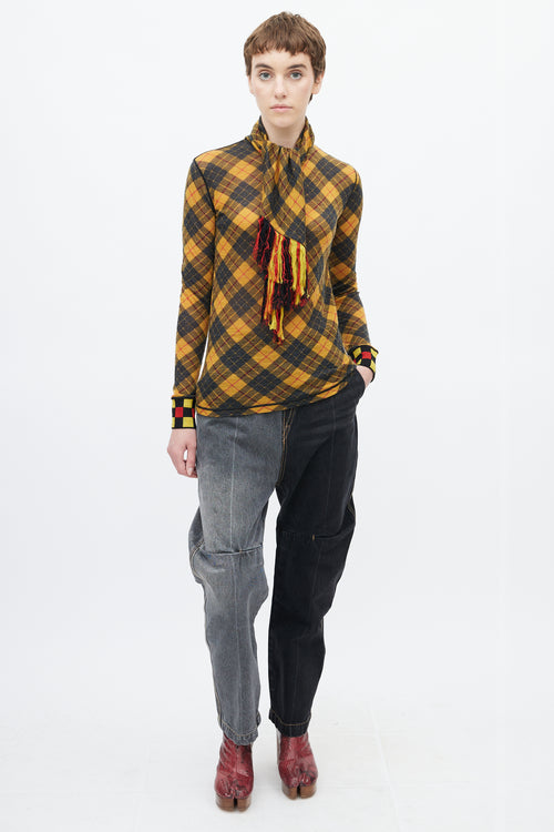 Jean Paul Gaultier Vintage Yellow & Black Plaid Scarf Top
