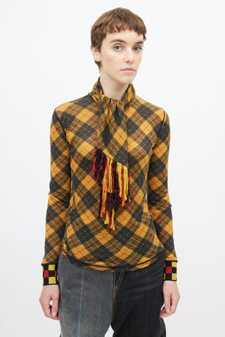 Jean Paul Gaultier Vintage Yellow & Black Plaid Scarf Top