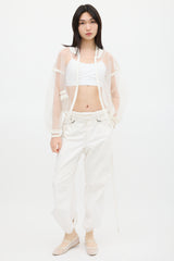 Jean Paul Gaultier White Mesh Bomber Jacket