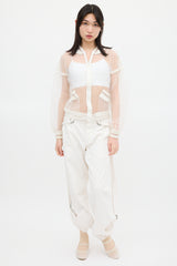 Jean Paul Gaultier White Mesh Bomber Jacket