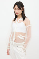 Jean Paul Gaultier White Mesh Bomber Jacket