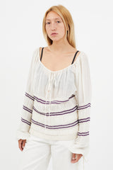 Jean Paul Gaultier White & Purple Pleated Tiered Top