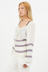 Jean Paul Gaultier White & Purple Pleated Tiered Top