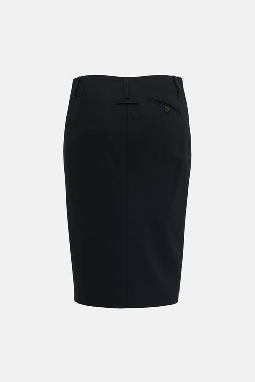 Jean Paul Gaultier Wool Slip Detail Skirt