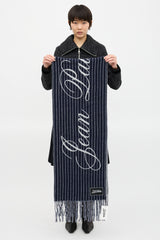 Jean Paul Gaultier Wool Stripe Logo Scarf