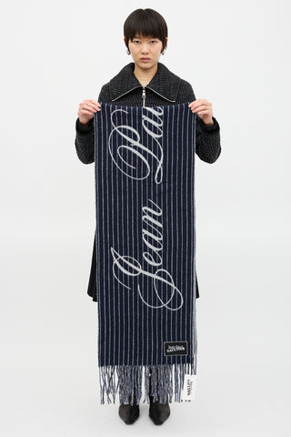 Jean Paul Gaultier Wool Stripe Logo Scarf