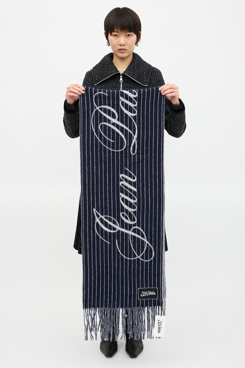 Jean Paul Gaultier Wool Stripe Logo Scarf