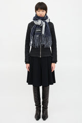 Jean Paul Gaultier Wool Stripe Logo Scarf