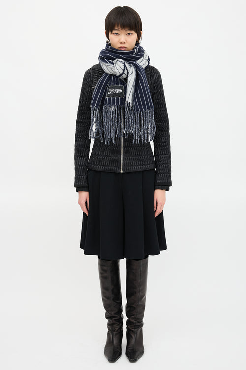 Jean Paul Gaultier Wool Stripe Logo Scarf
