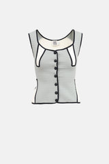 Jean Paul Gaultier C. 1990s Quilted Button Up Top