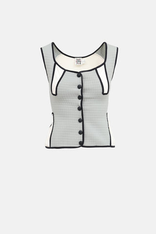Jean Paul Gaultier C. 1990s Quilted Button Up Top