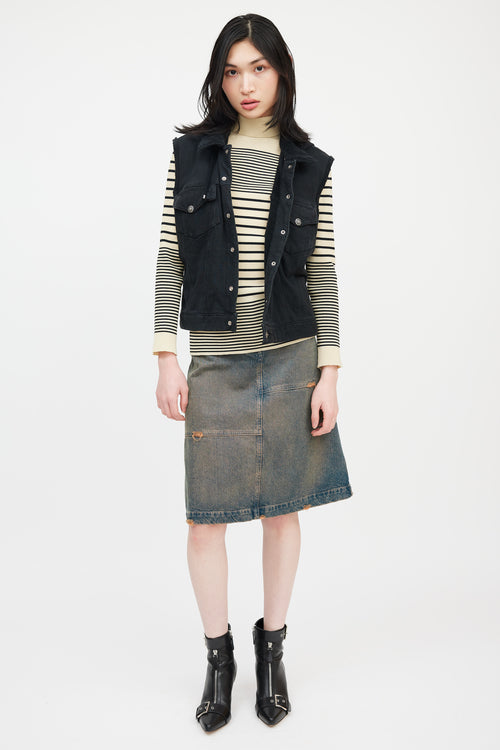 Jean Paul Gaultier Jean's Black Terry Lined Button Front Vest