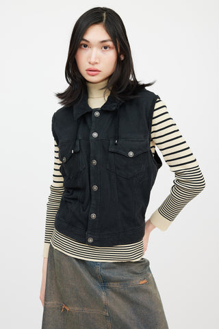 Jean Paul Gaultier Jean's Black Terry Lined Button Front Vest