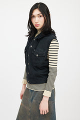 Jean Paul Gaultier Jean's Black Terry Lined Button Front Vest