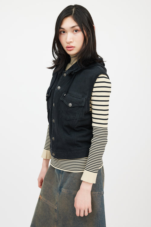 Jean Paul Gaultier Jean's Black Terry Lined Button Front Vest