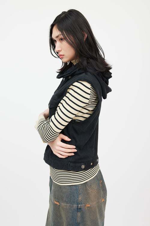 Jean Paul Gaultier Jean's Black Terry Lined Button Front Vest