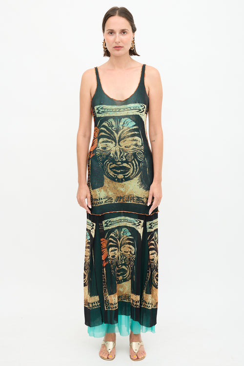 Jean Paul Gaultier 1990s Mesh Printed Dress