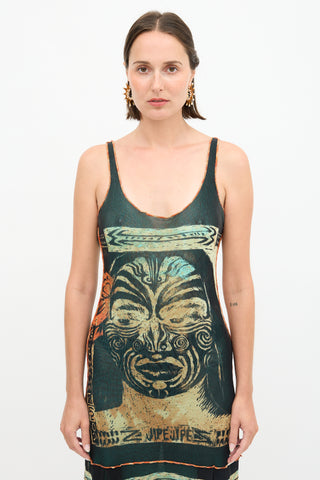 Jean Paul Gaultier 1990s Mesh Printed Dress