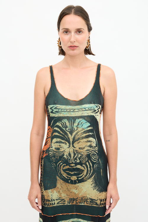 Jean Paul Gaultier 1990s Mesh Printed Dress